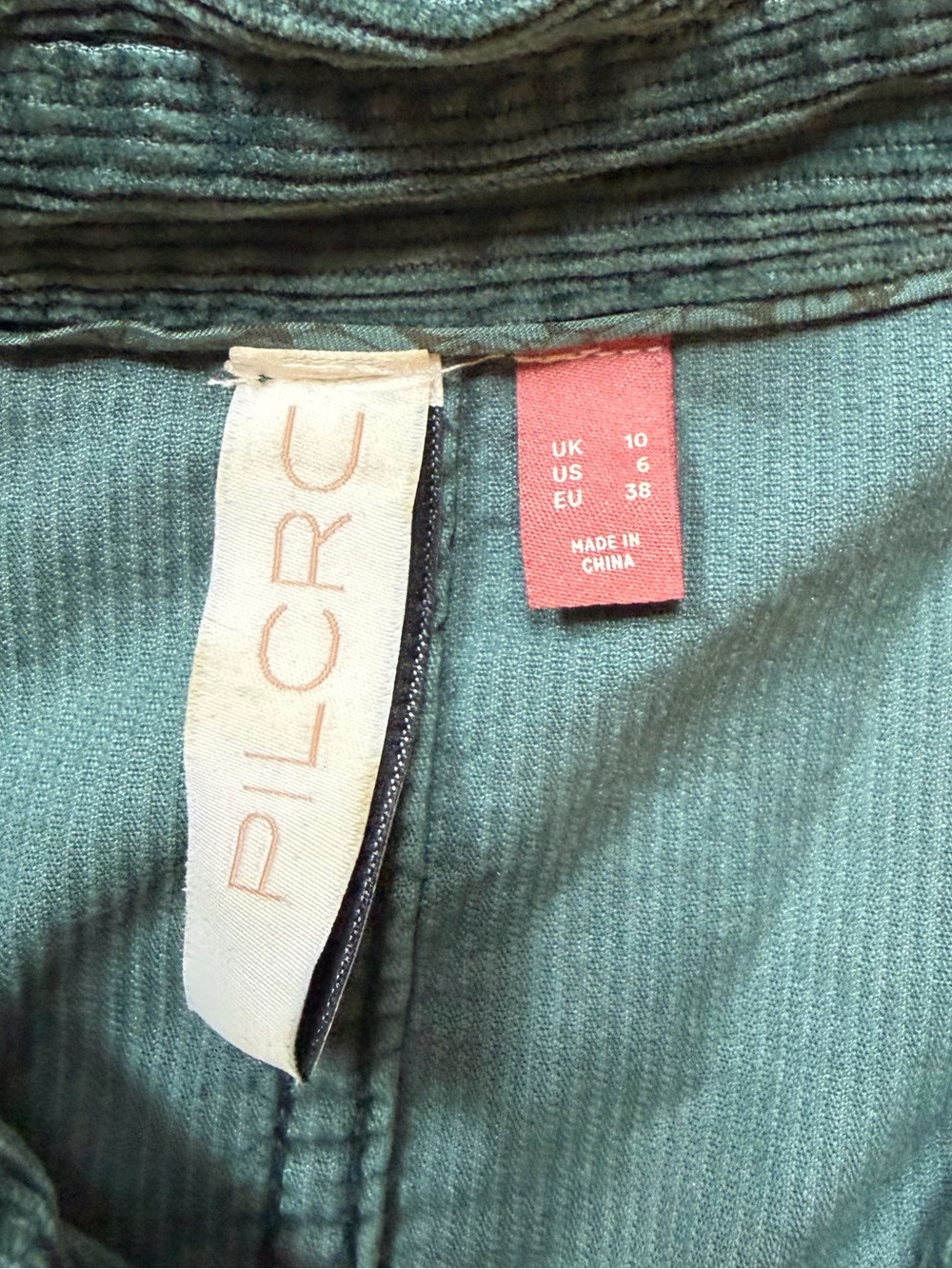 Pilcro Forest Green Corduroy Button-Front Shirt Dress with Belt size 6 - Picture 5 of 6